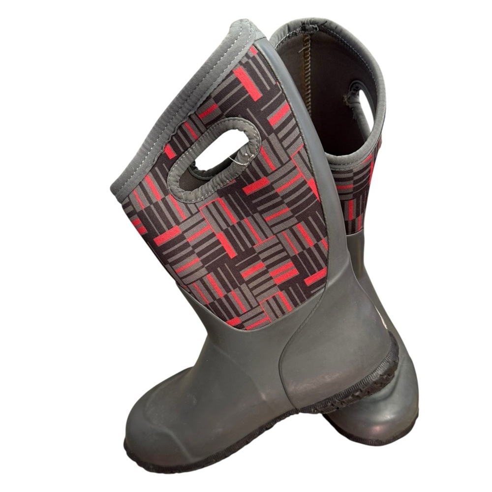 Bogs Sz 5 Gray Red York phaser youth Kids boots pull on winter Boots waterproof